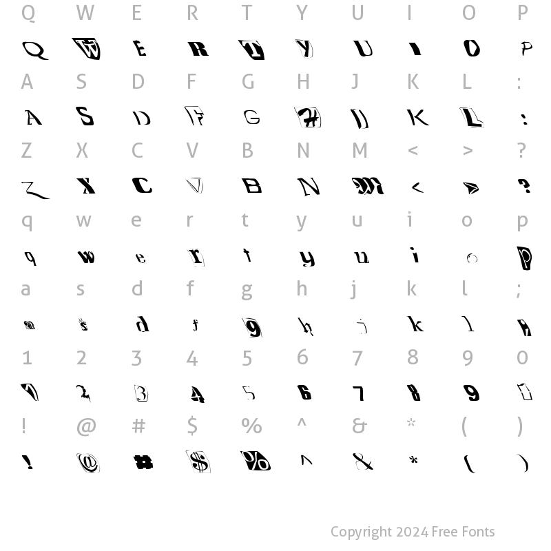 Character Map of FZ WARPED 15 LEFTY Normal