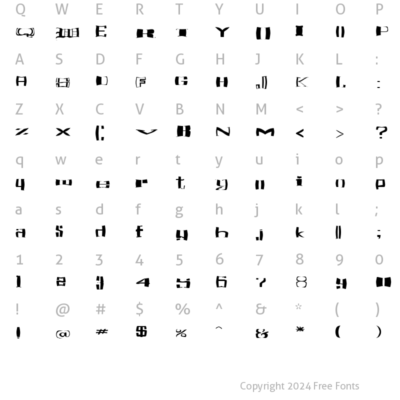 Character Map of FZ WARPED 16 EX Normal