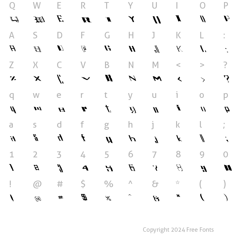 Character Map of FZ WARPED 16 LEFTY Normal