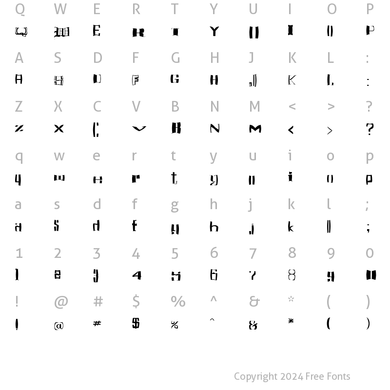 Character Map of FZ WARPED 16 Normal