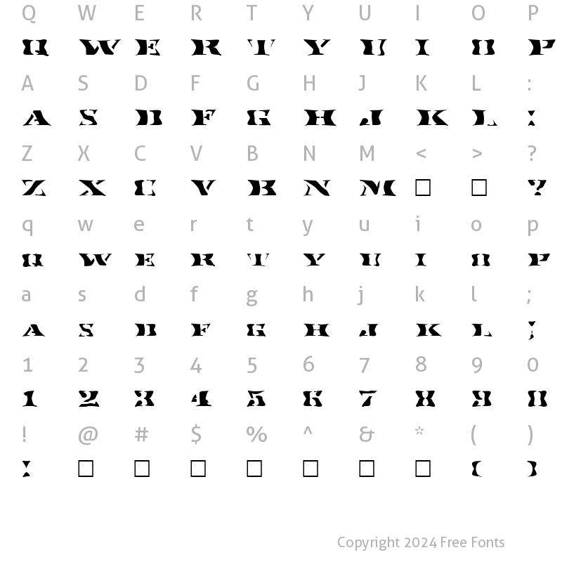 Character Map of FZ WARPED 17 EX Normal