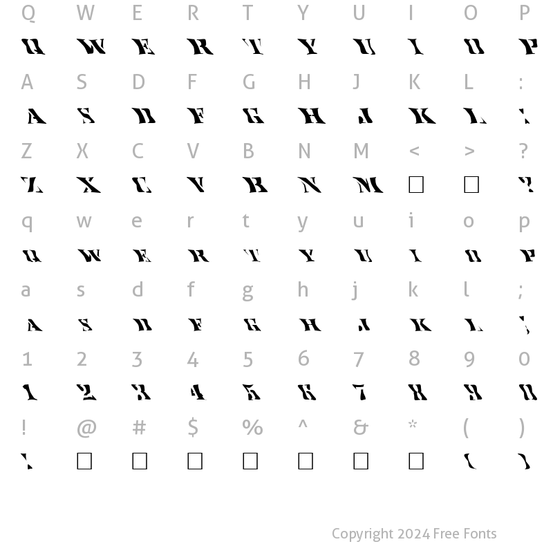 Character Map of FZ WARPED 17 LEFTY Normal