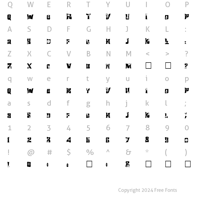 Character Map of FZ WARPED 19 Normal