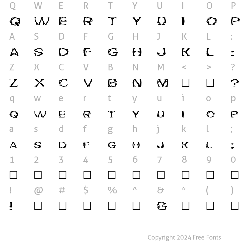 Character Map of FZ WARPED 21 EX Normal