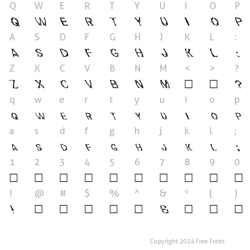 Character Map of FZ WARPED 21 LEFTY Normal