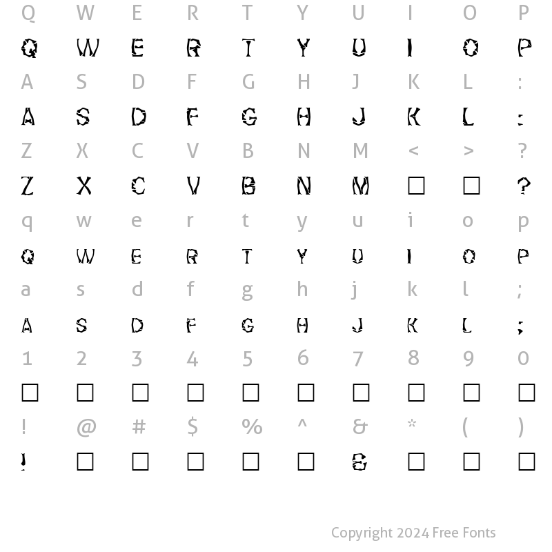 Character Map of FZ WARPED 21 Normal