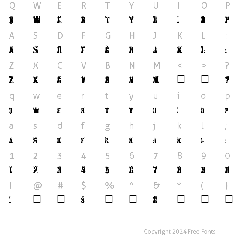 Character Map of FZ WARPED 22 Normal