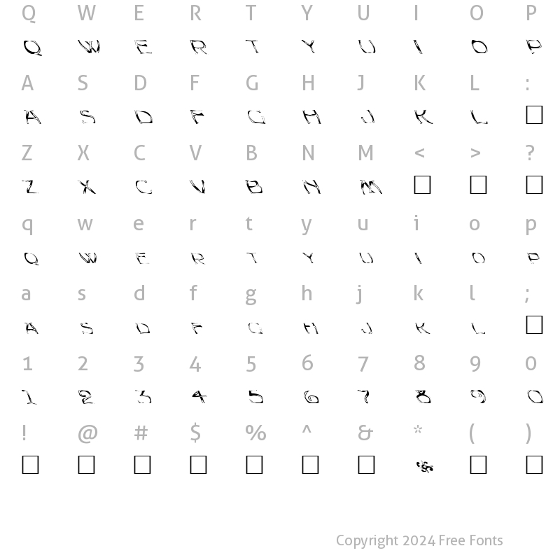 Character Map of FZ WARPED 23 LEFTY Normal