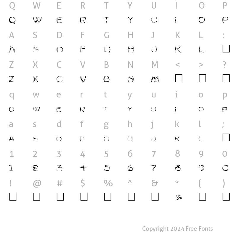 Character Map of FZ WARPED 23 Normal