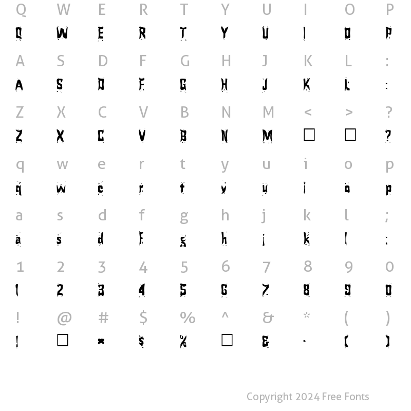 Character Map of FZ WARPED 24 Normal