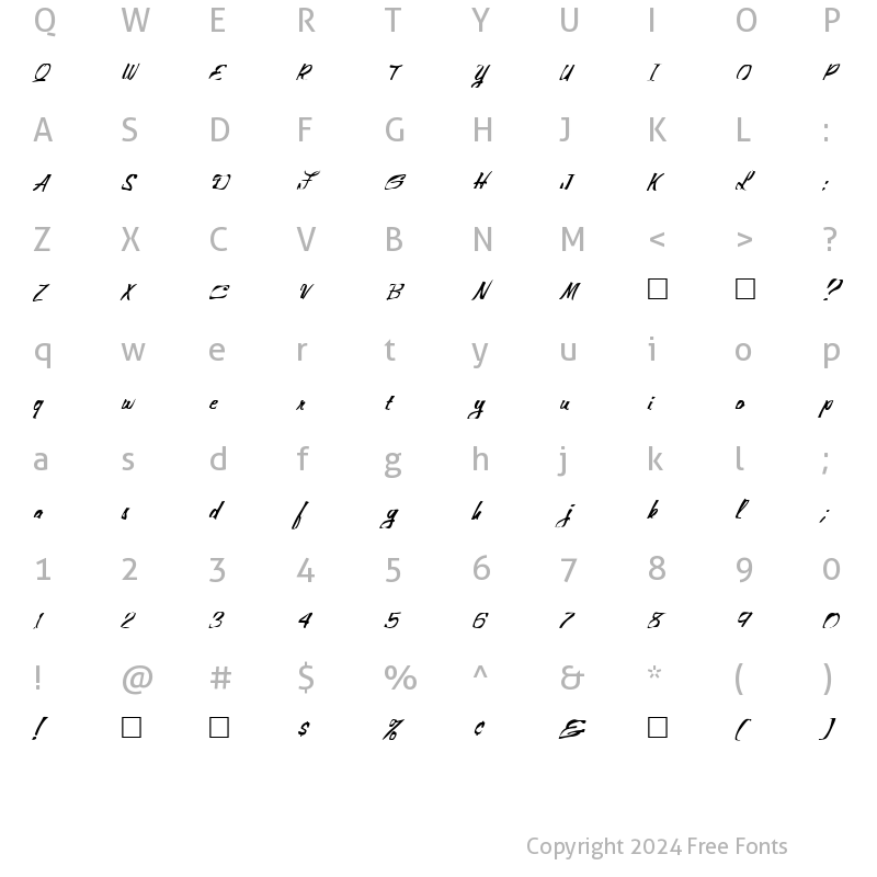 Character Map of FZ WARPED 25 ITALIC Normal