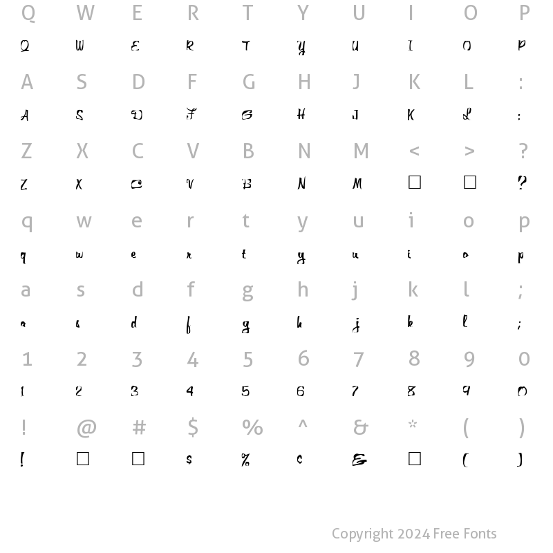 Character Map of FZ WARPED 25 Normal