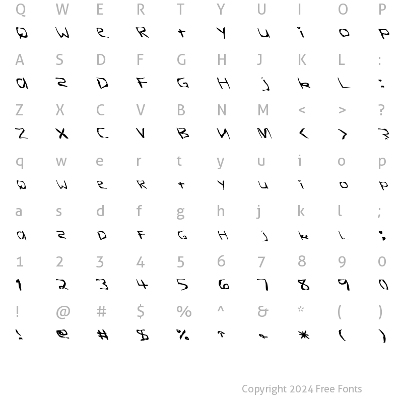 Character Map of FZ WARPED 26 LEFTY Normal