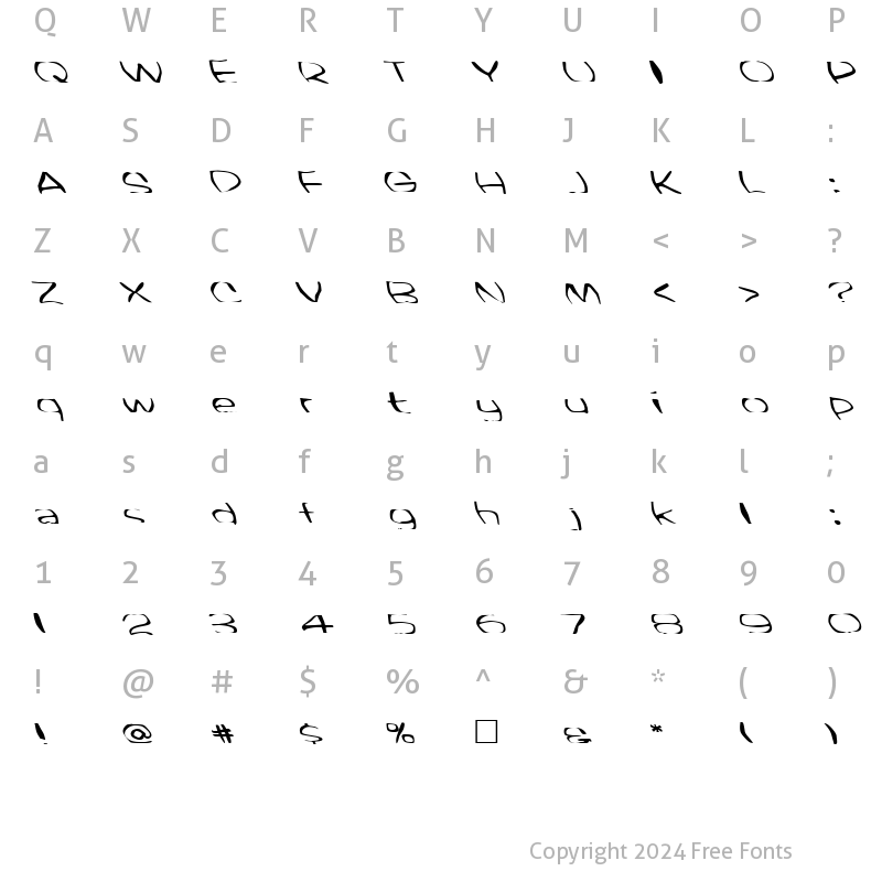 Character Map of FZ WARPED 33 LEFTY Normal