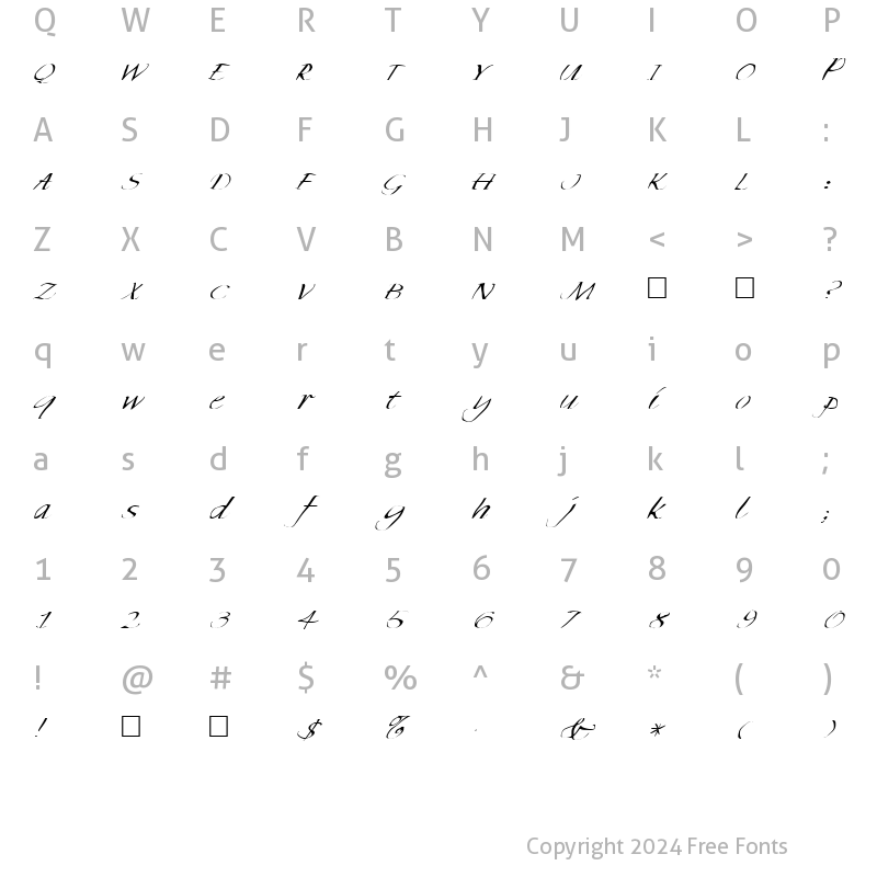 Character Map of FZ WARPED 35 ITALIC Normal