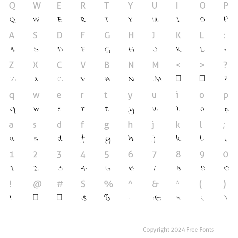 Character Map of FZ WARPED 35 LEFTY Normal