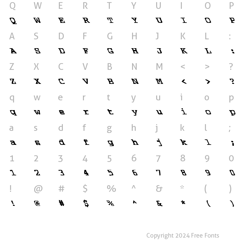 Character Map of FZ WARPED 39 LEFTY Normal