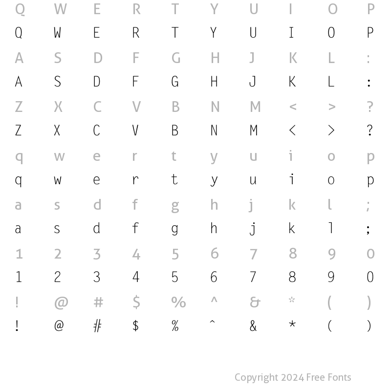 Character Map of FZFangSong-Z02 Regular