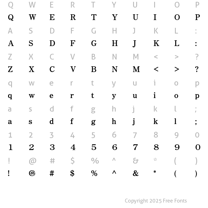 Character Map of G-OTF Antique Std AN M