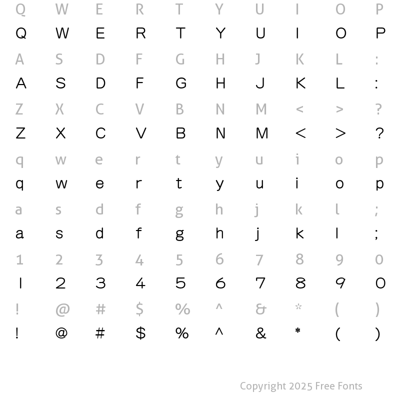 Character Map of G-OTF Hitujyun ICA Std M56