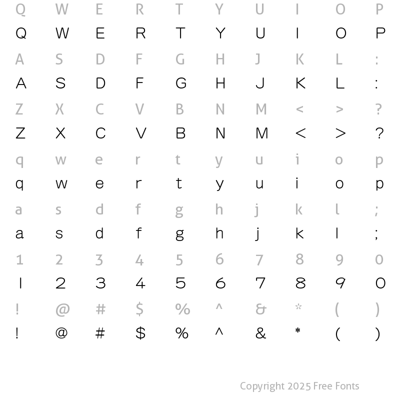 Character Map of G-OTF Hitujyun ICA Std R34