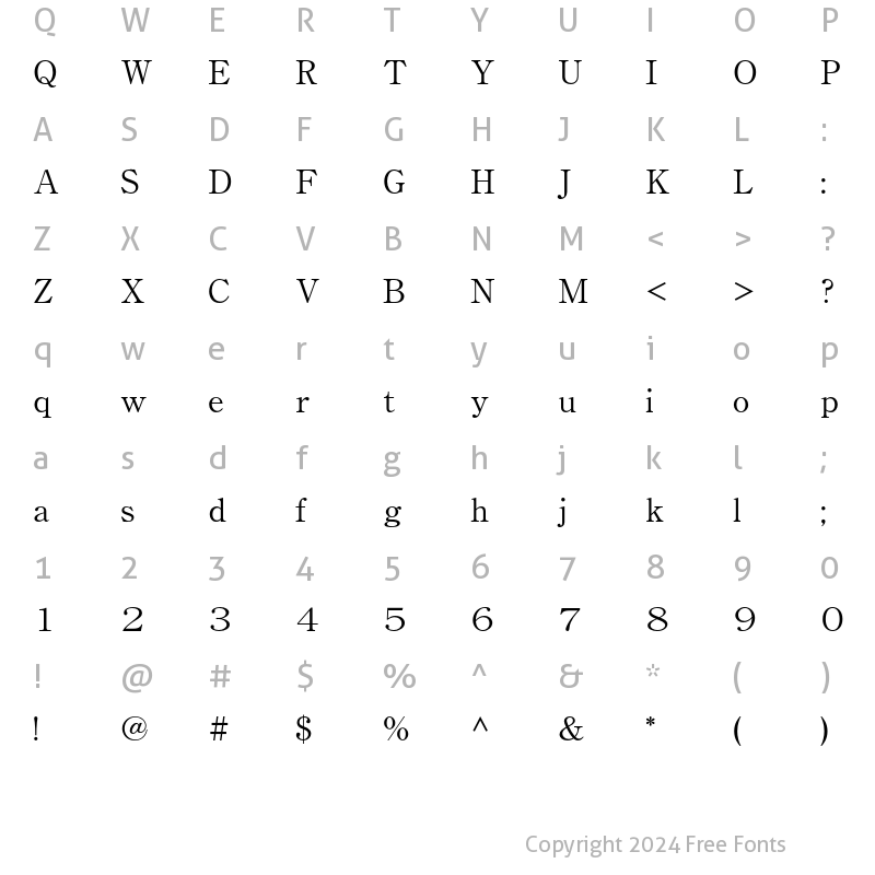 Character Map of G-OTF Ryumin Pro R-KL