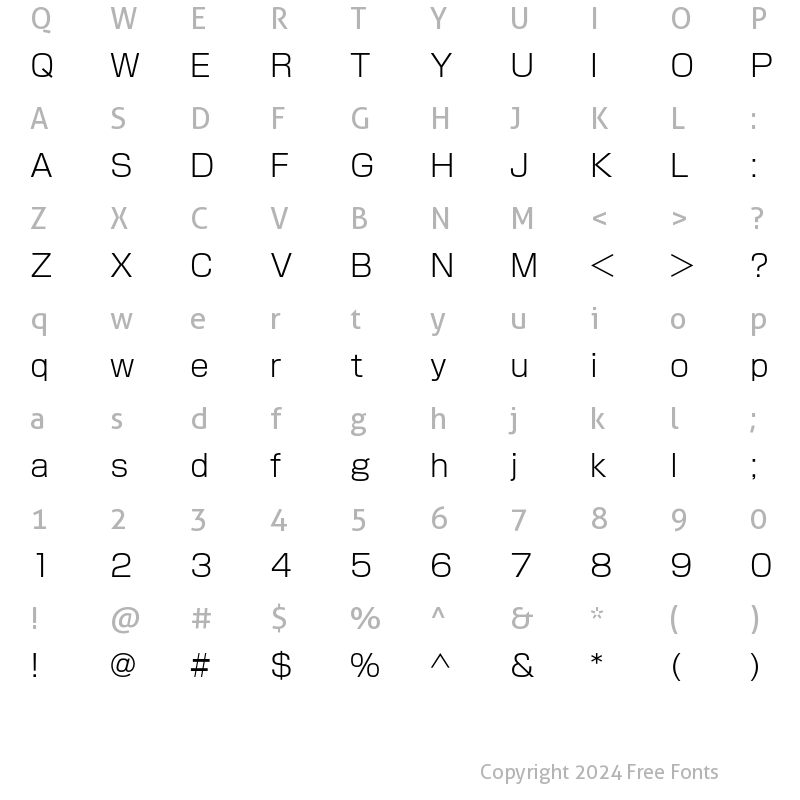 Character Map of G-OTF Shin Go Pro L