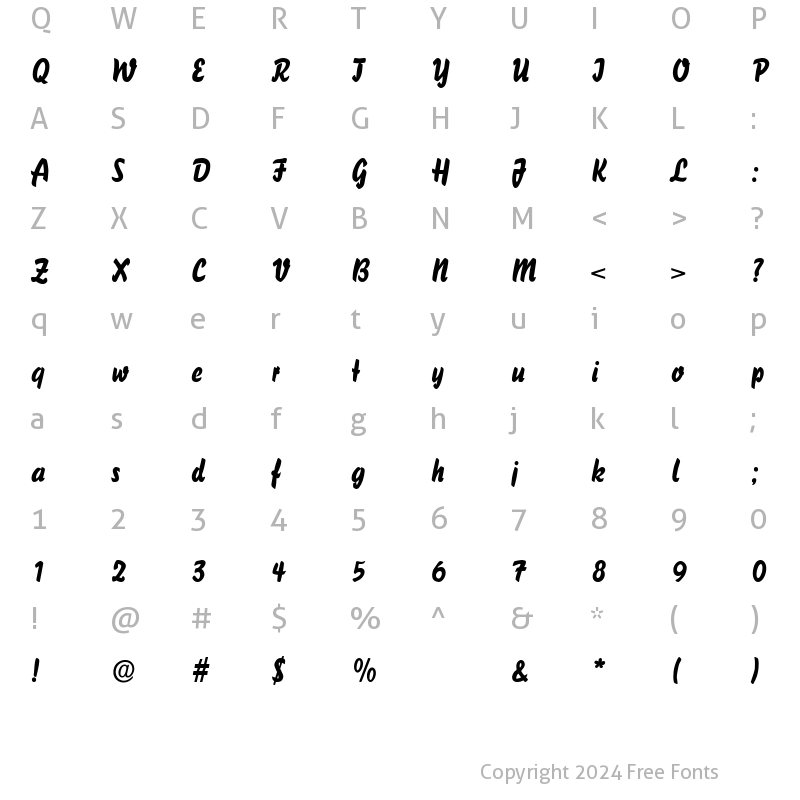 Character Map of GabrielaBecker Regular