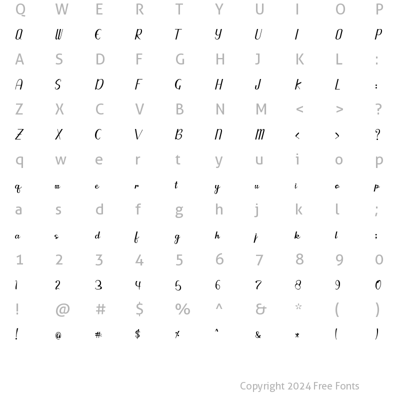 Character Map of gabriella - Personal Use Regular