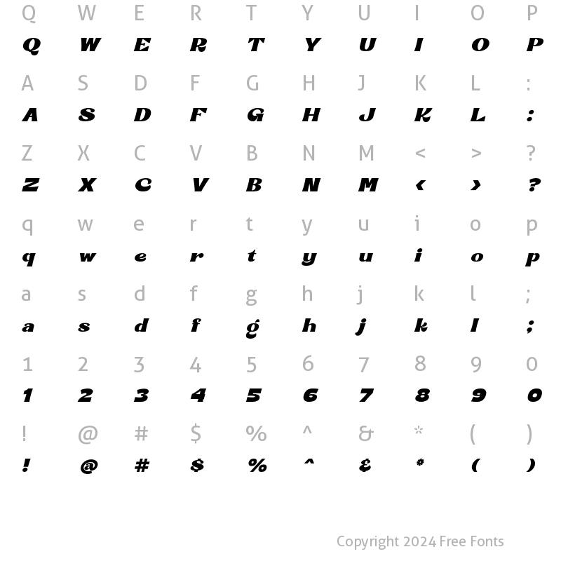 Character Map of Gabrielly Italic