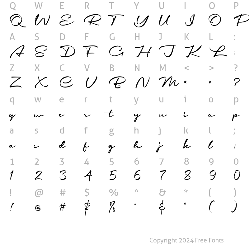 Character Map of Gabrielly Script 2 Regular