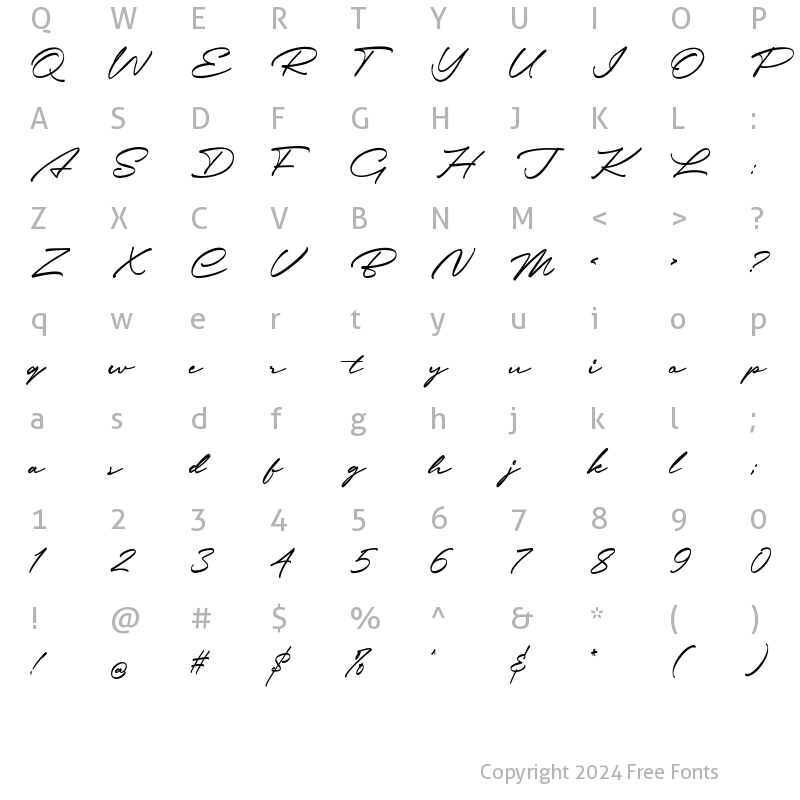 Character Map of Gabrielly Script 3 Regular