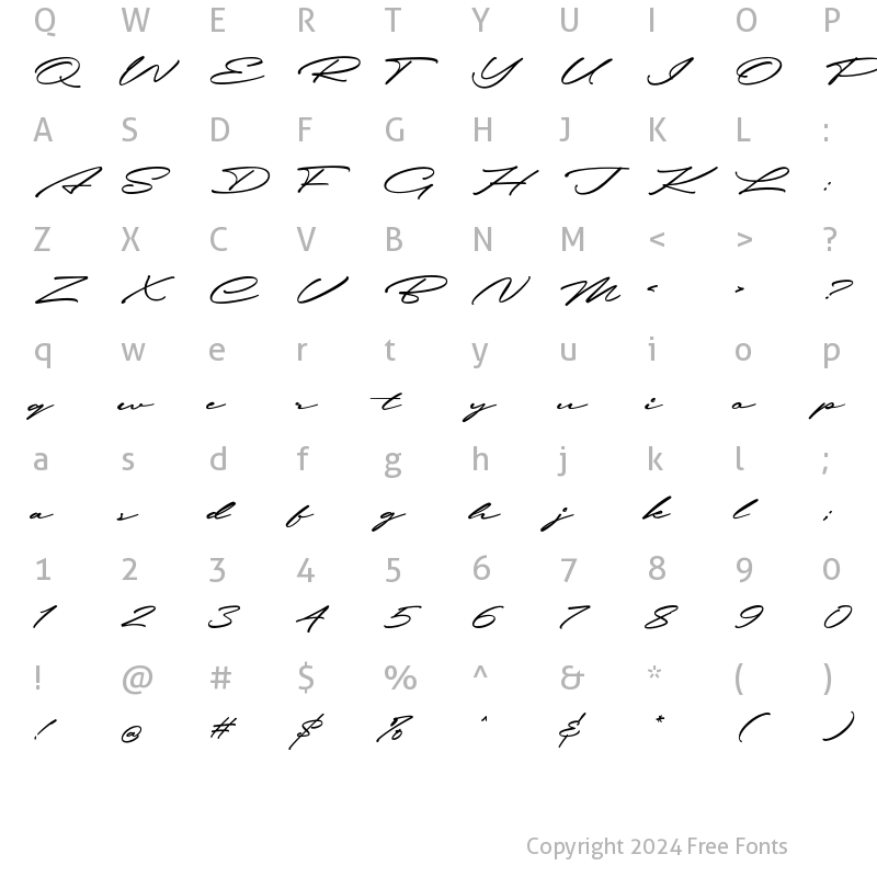 Character Map of Gabrielly Script Regular