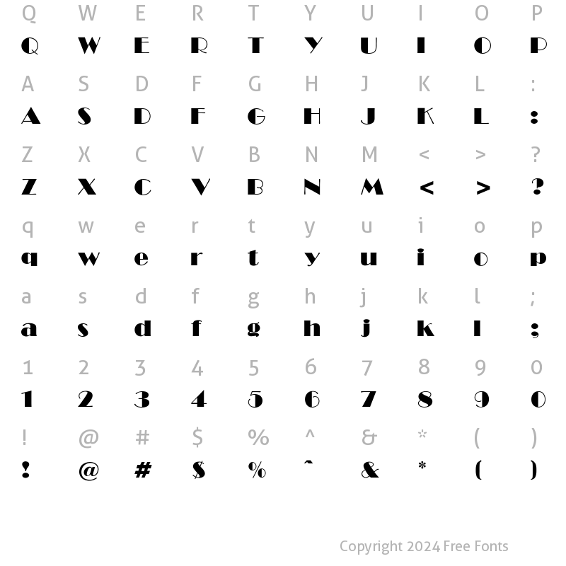 Character Map of GABroadway-Normal Regular