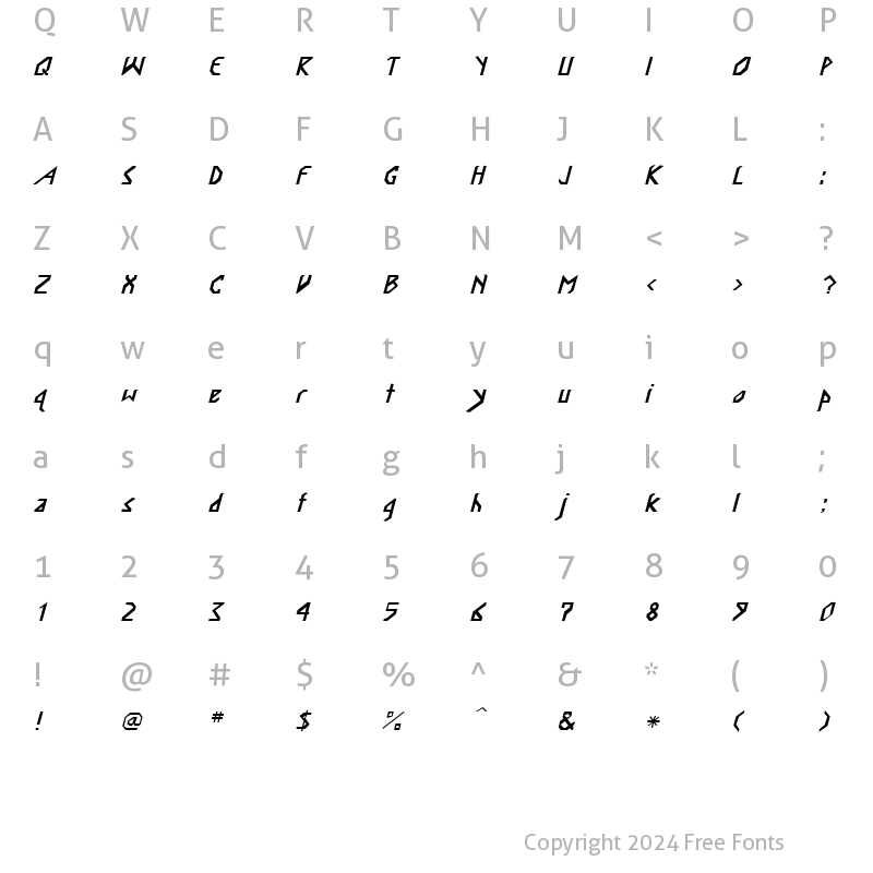 Character Map of Gadda 2 Italic