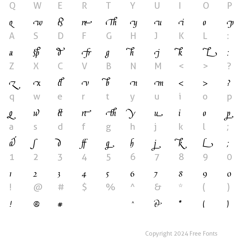 Character Map of Gaius LT Bold Ligatures