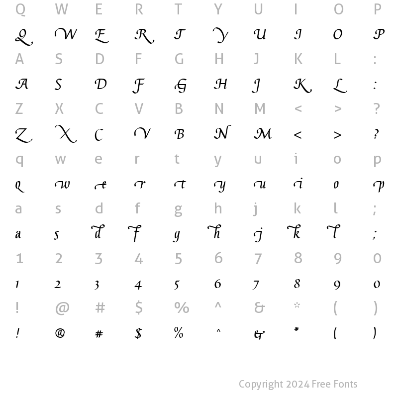 Character Map of Gaius LT Bold Swash Beginning