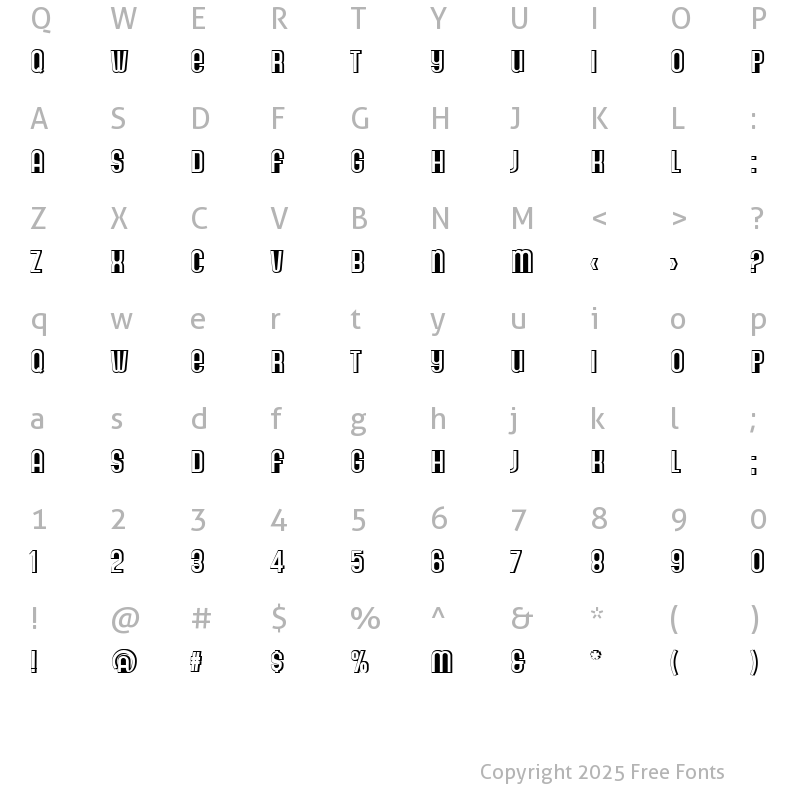 Character Map of Gala Ombra Regular