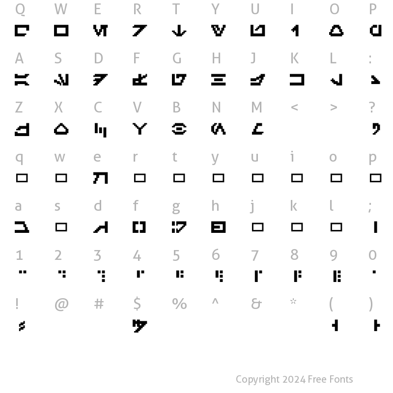 Character Map of GalacticMini Regular