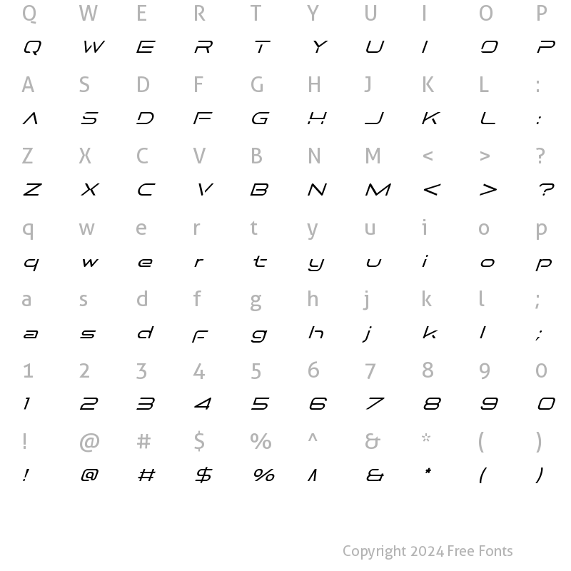 Character Map of Galactus Medium Italic