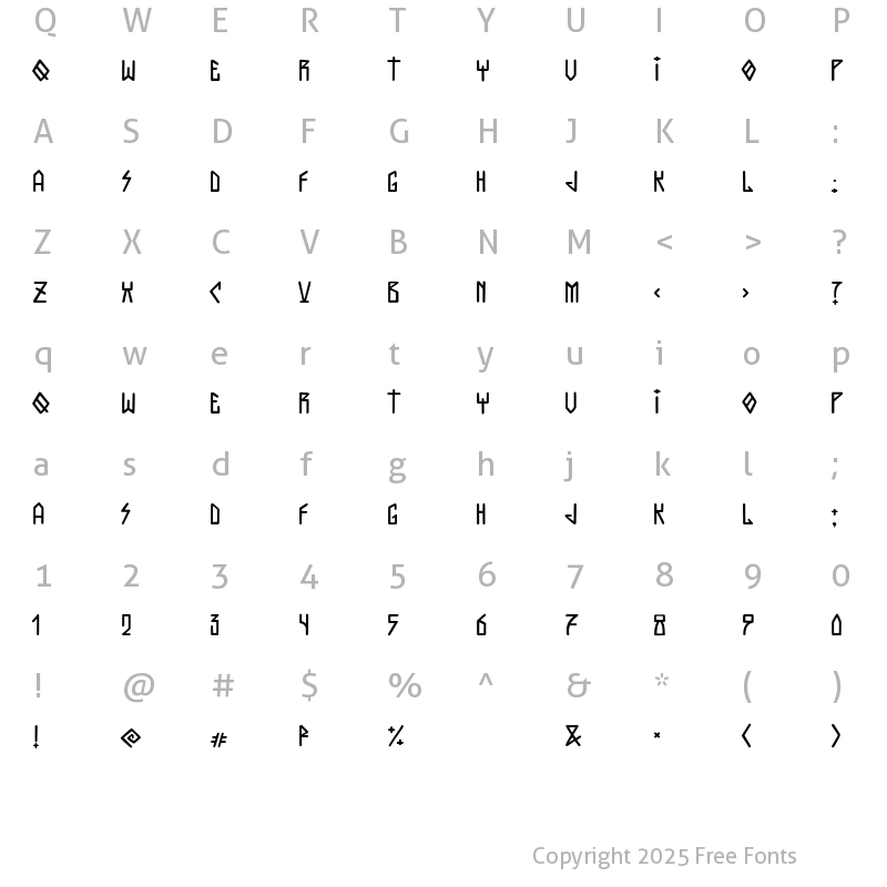 Character Map of Galaktika Regular