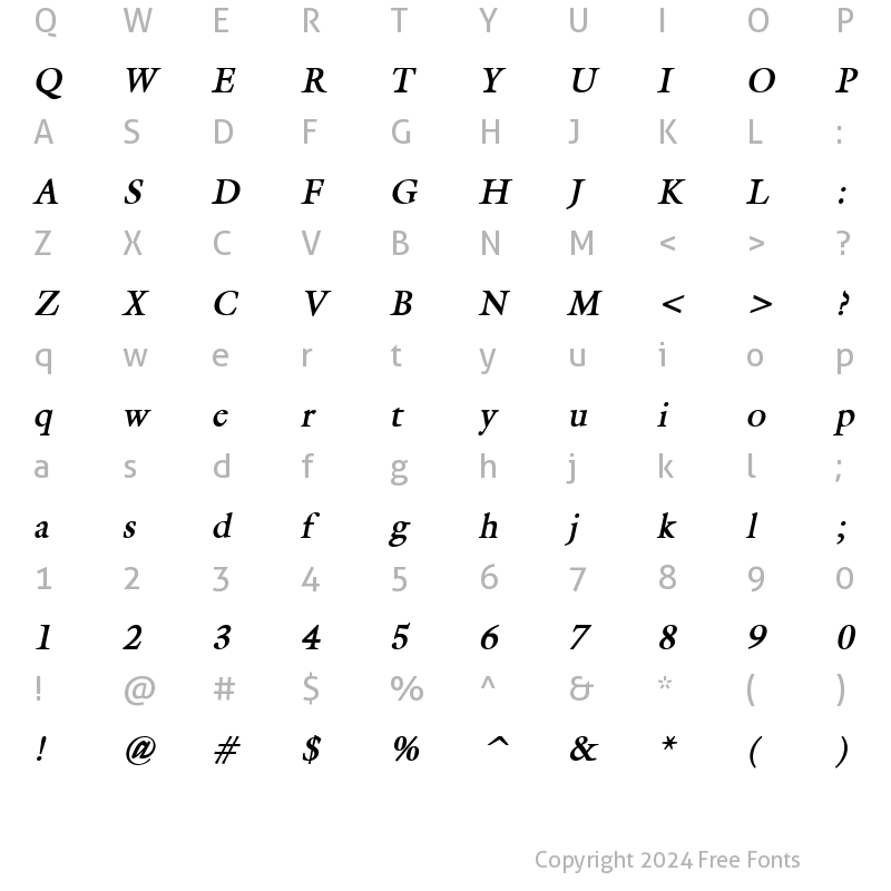 Character Map of Galant Bold Italic