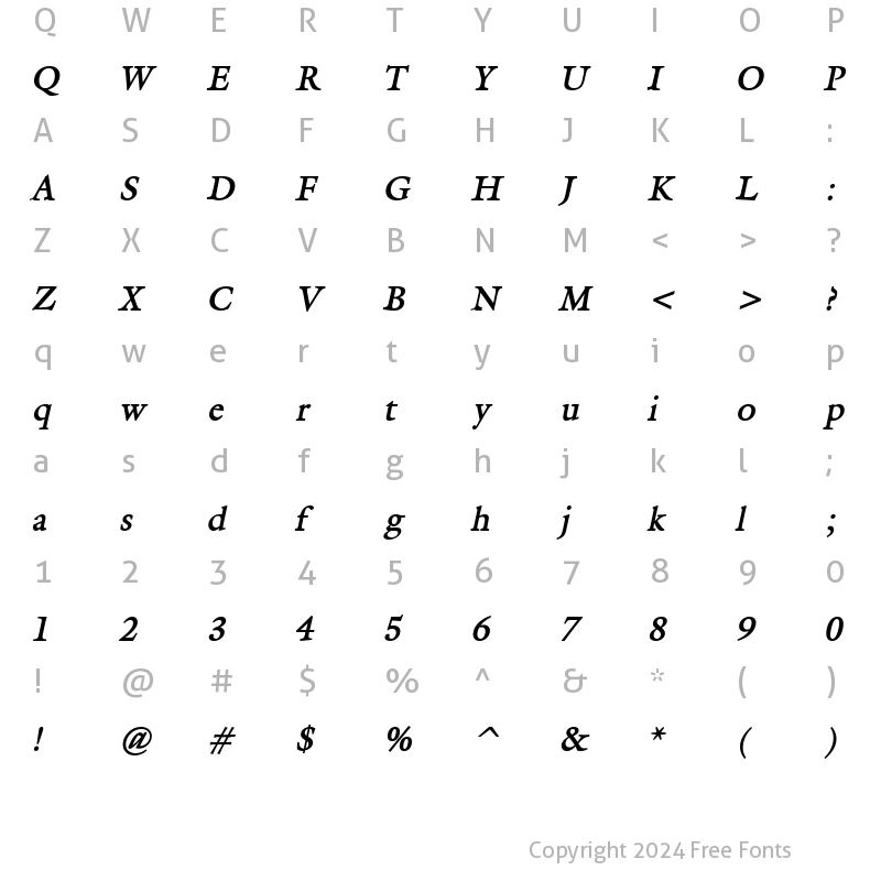 Character Map of Galant BoldItalic