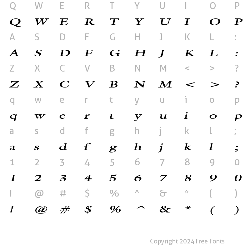 Character Map of Galant Extended BoldItalic