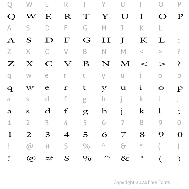 Character Map of Galant Extended Normal