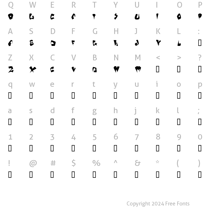 Character Map of Galaxia Oddtype