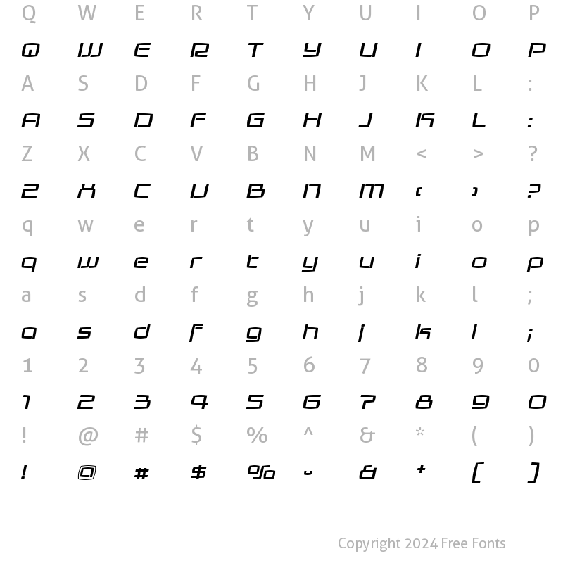 Character Map of Galaxie Medium Italic