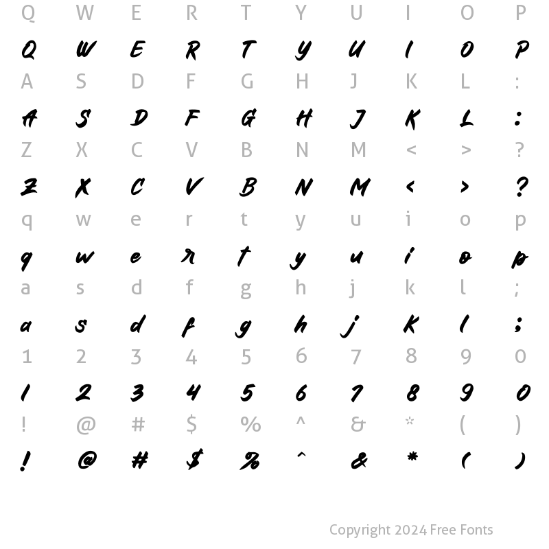 Character Map of Galaxion Italic