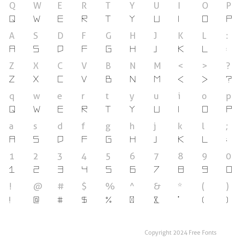 Character Map of Galaxmen Light