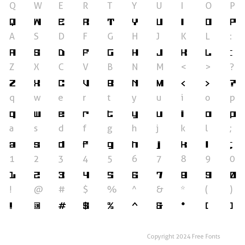 Character Map of Galaxy Monkey Regular